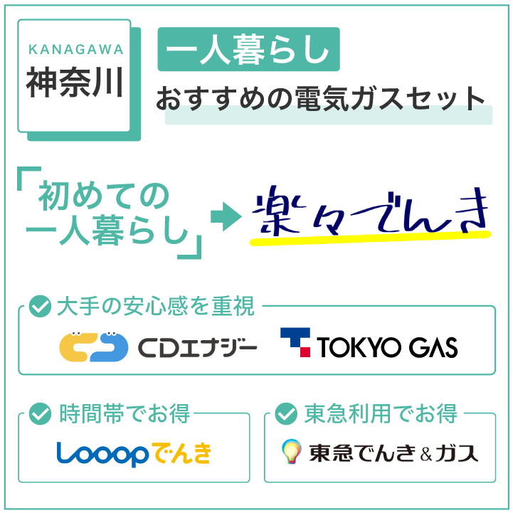 神奈川で一人暮らしにおすすめの電気ガスセット