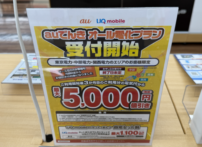家電量販店のauでんきキャンペーン