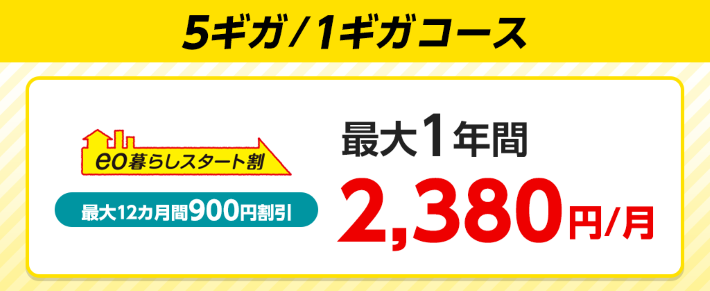eo光はホームタイプの月額料金から3,068円を最大12ヵ月割引