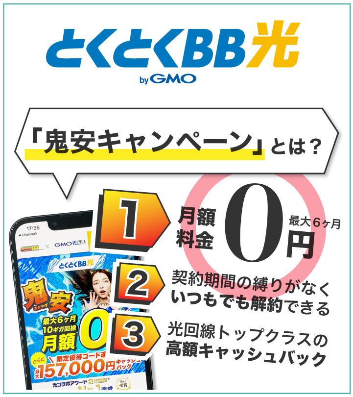 とくとくBB光 鬼安キャンペーンとは?