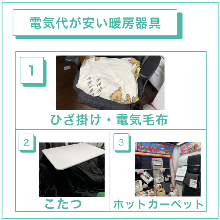 電気代が安い暖房器具を一覧で比較