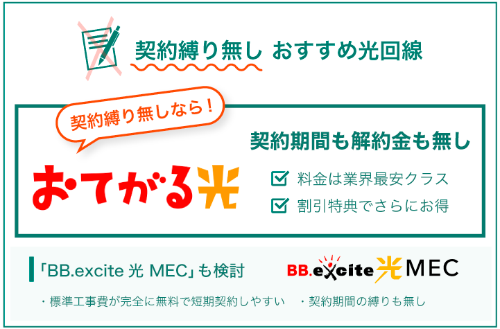 契約縛り無し おすすめ光回線