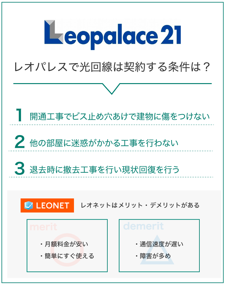 レオパレスで光回線は契約する条件は?