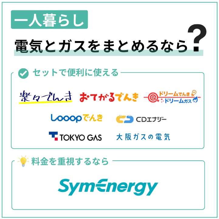 一人暮らしで電気とガスをまとめるなら楽々でんきがおすすめ