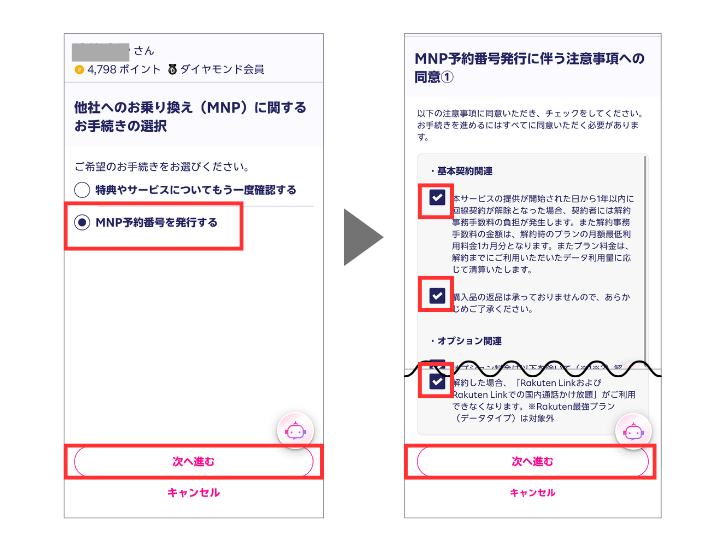 注意事項に同意する