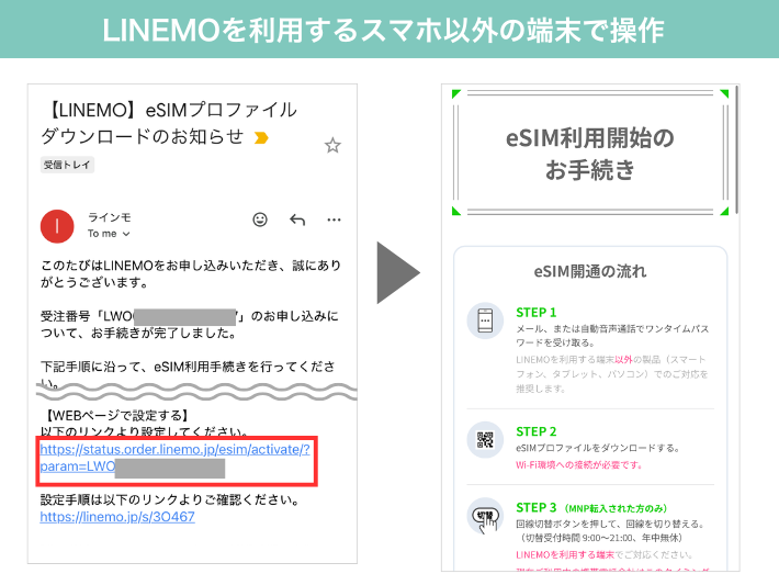 メールに記載されているURLにアクセスする