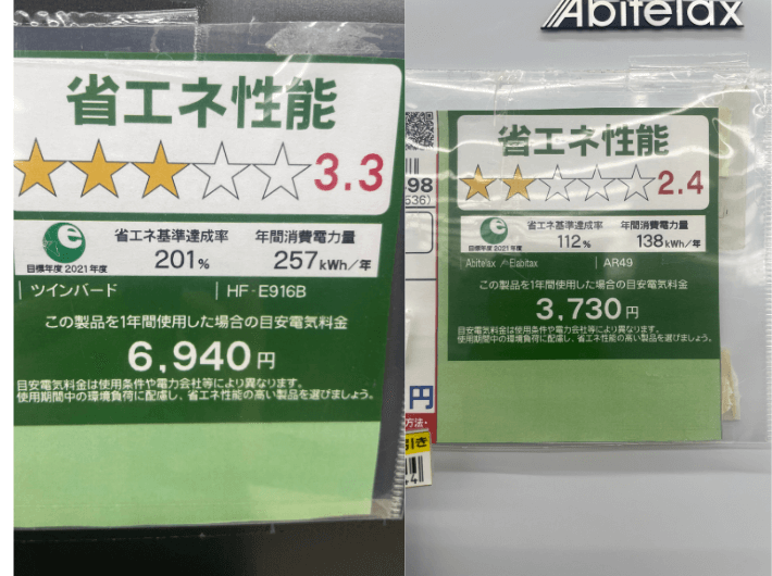 省エネ性能を比較