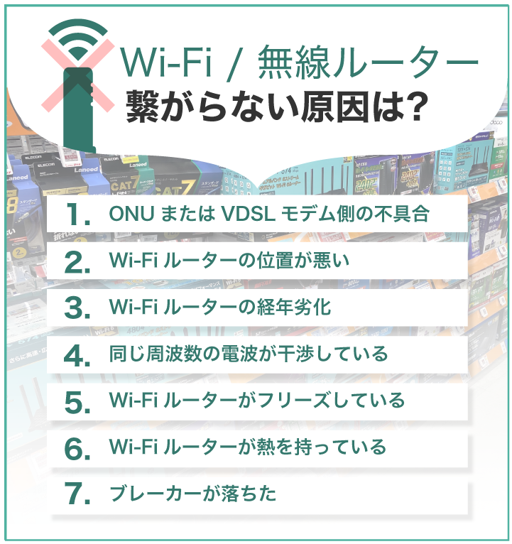 Wi-Fi無線ルーター 繋がらない原因は？