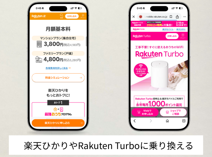 自宅のネット回線も楽天ひかりやRakuten Turboに乗り換える