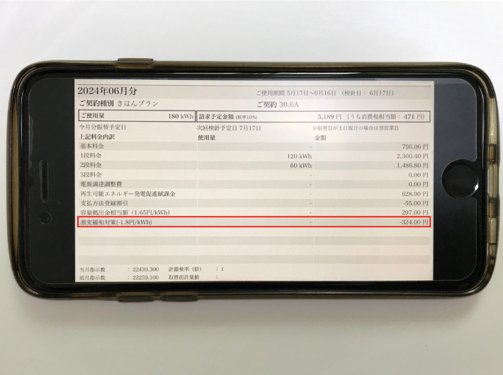 シン・エナジーの2024年6月料金明細(スマホ)