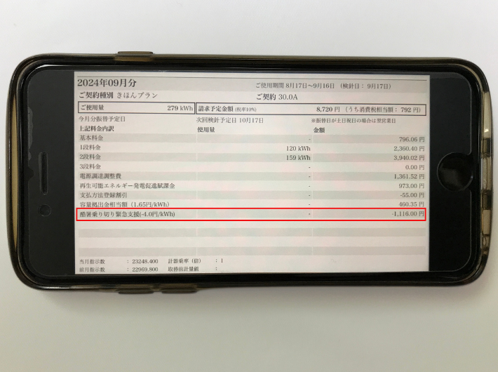 シン・エナジーの2024年9月料金明細(スマホ)