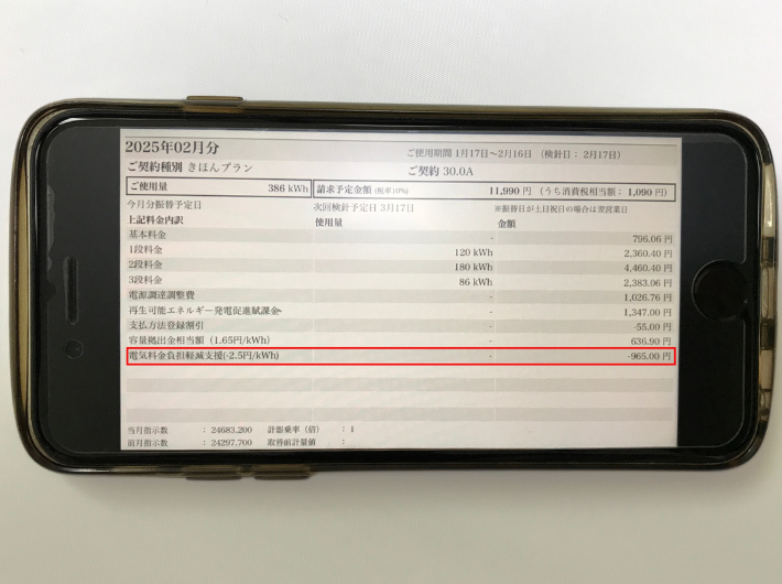 シン・エナジーの2025年2月料金明細(スマホ)