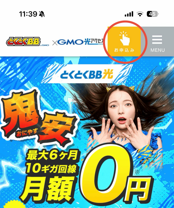 特設サイトの申し込み画面1